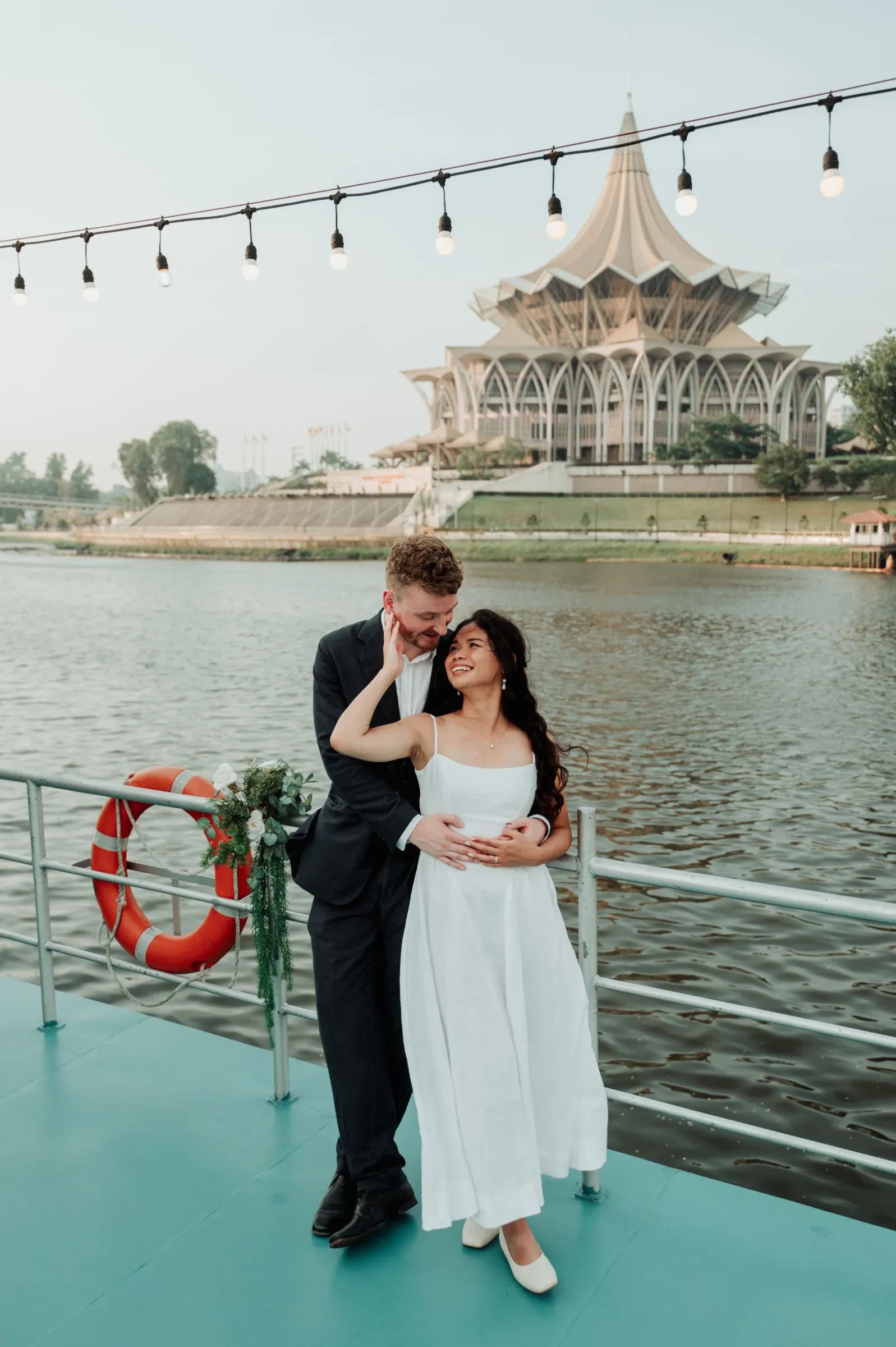 Thomas & Cheryl, evening on the river by Ju Shiu Photography, Kuching, Sarawak
