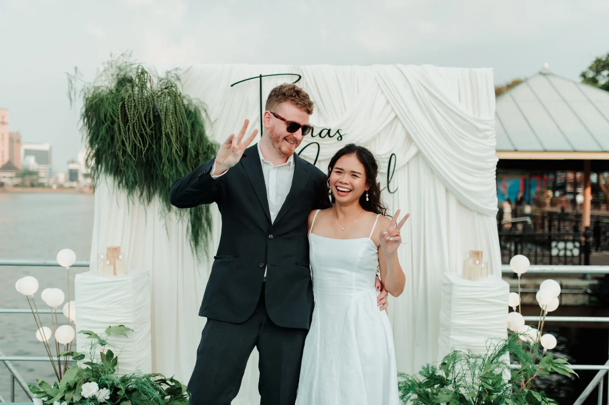 Thomas & Cheryl, evening on the river by Ju Shiu Photography, Kuching, Sarawak