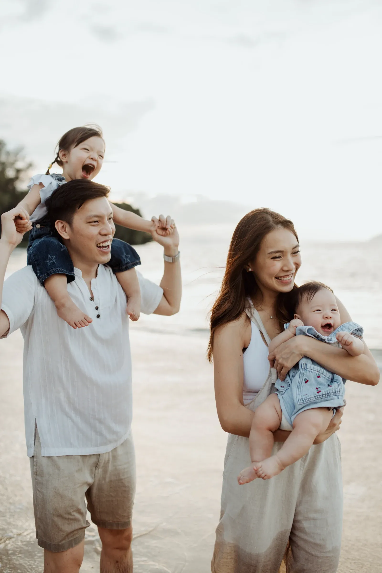 Family moments by the shore